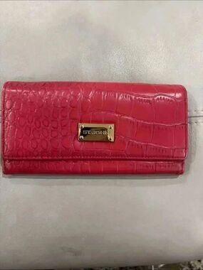 St. John Croc-Embossed Leather Continental Wallet